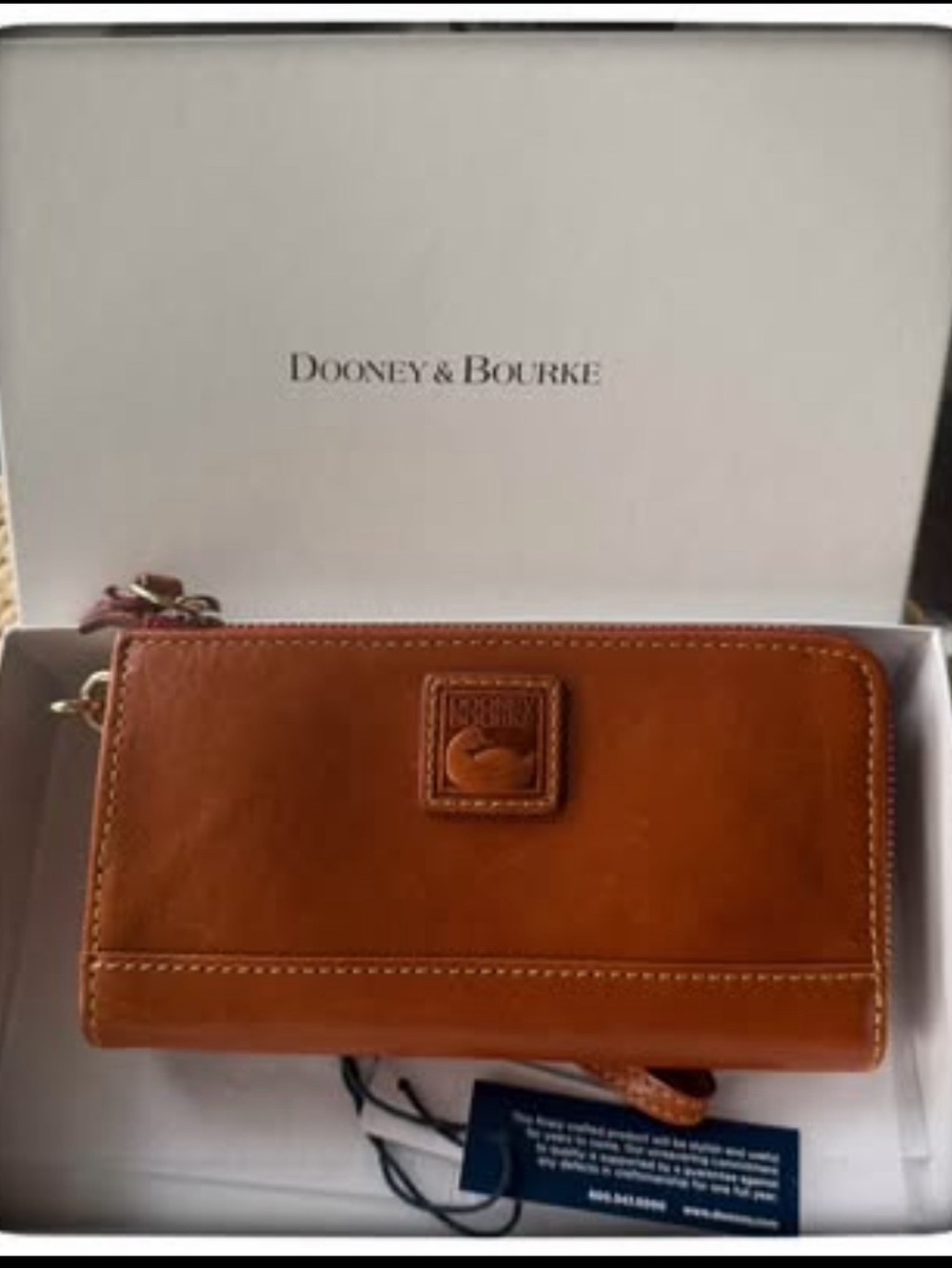 Dooney & Bourke Cognac Leather Zip Card Holder